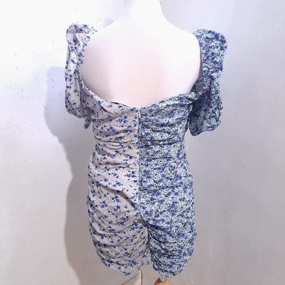 Stradivarius| Floral Ruched Women's mini dress blocked colors - Picture 5 of 9